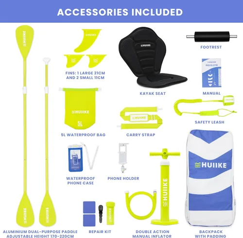 Miniatura 3 de HUIIKE Tabla de Paddle Inflable para Adultos con Accesorios Incluidos, Remo, Aletas, Bomba. Tabla de Stand Up Paddle de Gran Estabilidad