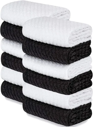 Miniatura 8 de Wealuxe Paquete de 12 toallas de cocina superabsorbentes, 100 % algodón, 450 GSM, gruesas, lavables a máquina, para secar la cocina, limpieza, Blanco