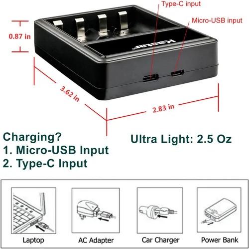 Miniatura 4 de Kastar Paquete de 3 baterías KAA2HR y cargador USB dual LCD de repuesto para Kodak EasyShare DX6340, DX6440, DX6445, Z1275, Z1285, Z650, Z663, Z700