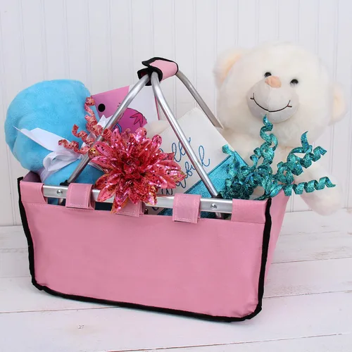 Miniatura 7 de Threadart Cesta plegable grande bordada personalizada – Rosa Marco de aluminio Tela de poliéster Práctico diseño plano plegable Bolsa