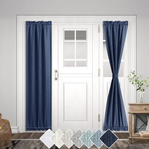 Miniatura 32 de KOUFALL Cortinas de luz lateral para puerta de 72 pulgadas de largo para ventanas laterales, mezcla de lino, protección de privacidad, filtrado