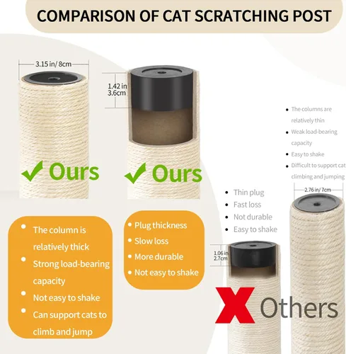 Miniatura 8 de Torre de árbol para gatos grande y moderna de 59 pulgadas, torre para gatos, postes rascadores cubiertos de sisal para gatos de interior, árbol