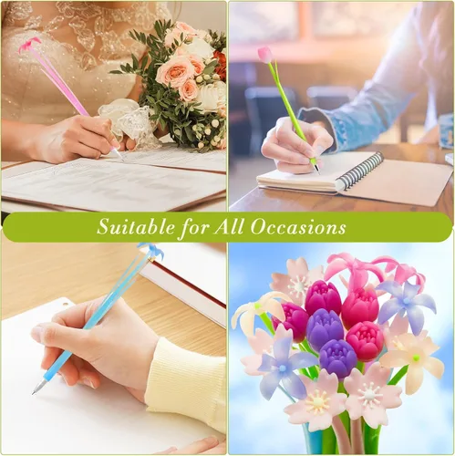 Miniatura 6 de Tenare 18 bolígrafos de flores que cambian de color, bolígrafos de tinta de gel coloridos, bolígrafos de rosa para la escuela, hogar, oficina