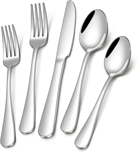 PHILIPALA Juego de 20 piezas de cubiertos de acero inoxidable, juego de cubiertos para 4, cubiertos de acero inoxidable de grado alimenticio,