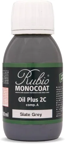 Rubio Monocoat Muestra de Tinte y Acabado para Madera - Gris Pizarra | Oil Plus Parte A | Aceite de Linaza para Madera de Secado Rápido y Ecológico