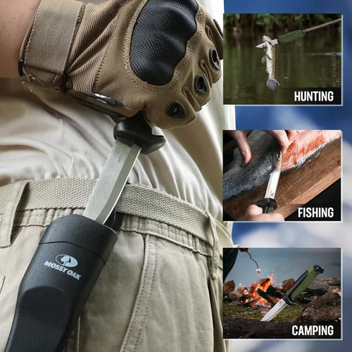 Miniatura 6 de Mossy Oak Cuchillo de hoja fija para exteriores con funda, hoja de punto de caída de acero inoxidable de 4 pulgadas, cuchillos al aire libre