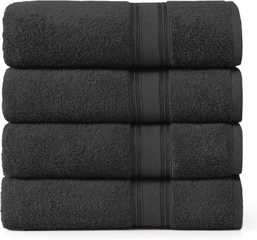 Miniatura 60 de Lane Linen Juego de 4 toallas de baño de 100 % algodón (35 x 66 pulgadas), juego de toallas de baño extragrandes de algodón sin torsión, secado Gris