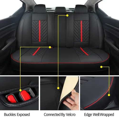 Miniatura 6 de LUCKYMAN CLUB Fundas de asiento para Altima, compatibles con Altima S SR SV SL Platinum Sedan 2013-2025 con piel sintética impermeable (Negro y Rojo)