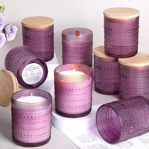 Miniatura 10 de DARJEN Paquete de 12 tarros de vela verdes para hacer velas - tarros de vidrio vacíos de 8 onzas para hacer velas con tapas y etiquetas de bambú
