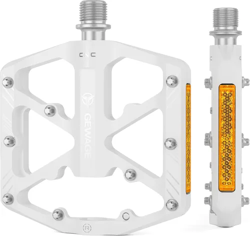 Miniatura 19 de Pedales de bicicleta de 9/16 pulgadas, pedales de bicicleta con reflectores, 3 rodamientos sellados, pedales de plataforma ancha para bicicleta