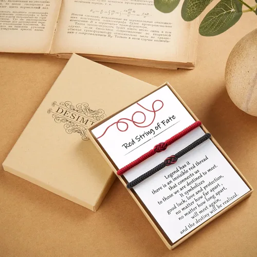 Miniatura 6 de Desimtion Regalos para mamá, papá, parejas, 100 idiomas, "I Love You", pulseras rojas del destino para novio y novia