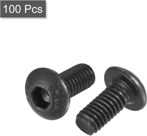 Miniatura 3 de uxcell Tornillos de cabeza de botón hexagonal M3x6mm Tornillos de acero de aleación 100pcs