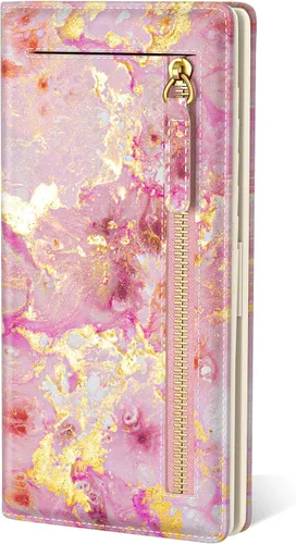 Miniatura 10 de Billetera de cuero genuino de lujo para mujer con bloqueo RFID, compacta, plegable, con ventana para identificación, Gato negro, Moderno