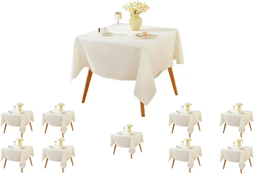Miniatura 43 de Paquete de 5 Manteles Cuadrados 60 x 60 Pulgadas de Carbón, Mantel de Poliéster Lavable para Uso en Hogar, Fiesta, Boda o Restaurante.