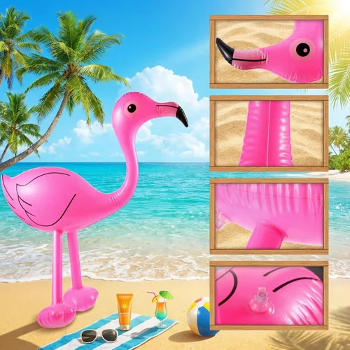 Miniatura 4 de Yaomiao 6 piezas de decoración de fiesta de flamencos en la piscina, 22 pulgadas, inflables de flamencos rosados, juguetes para cumpleaños de Luau