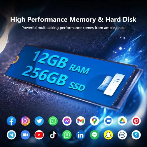 Miniatura 4 de Tableta/computadora portátil 2 en 1 de 10.1", 12 GB de RAM+256 GB SSD, portátiles con pantalla táctil con lápiz óptico y teclado, procesador