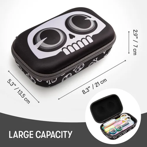 Miniatura 2 de ZIPIT Caja de lápices de calavera para niños, estuche de gran capacidad para la escuela, caja organizadora de papelería, color negro