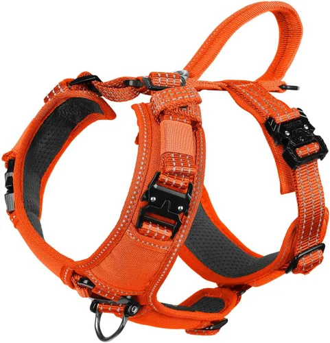 Miniatura 8 de ICEFANG Arnés de correa para perro con 4 hebillas de metal, para perro de tamaño mediano, chaleco K9, pecho en forma de Y, arnés ajustable