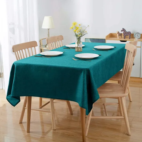Miniatura 109 de Mantel para mesa rectangular de 55x71 pulgadas, de lino sintético, resistente a las arrugas e impermeable, color beige, para cocina, comedor