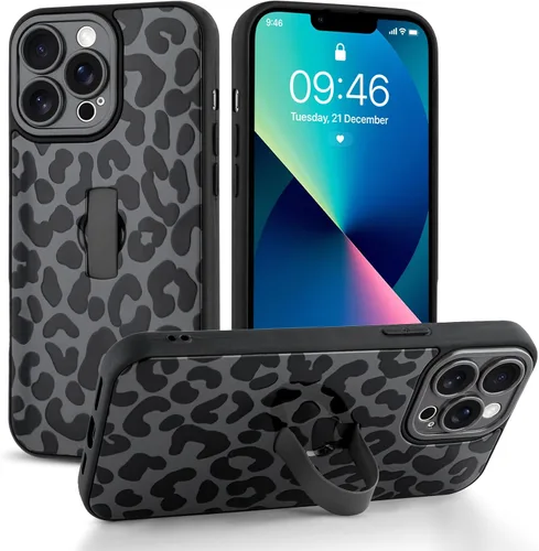 Miniatura 11 de Funda compatible con iPhone 17 Pro Max con correa de mano para los dedos, funda de teléfono con estampado de leopardo y guepardo para mujeres