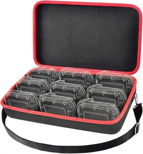 Comecase Estuche rígido de batería extra grande para batería y cargador Milwaukee M12/M18, soporte de caja de baterías para baterías de 18V 20v Negro