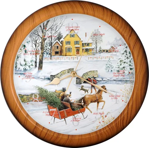 Miniatura 12 de JUSTIME Reloj de pared luminoso Polaris Silent Night de 14 pulgadas 12 villancicos de Navidad, movimiento de barrido silencioso, decoración