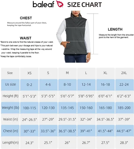 Miniatura 7 de BALEAF Chaleco ligero Softshell sin mangas para mujer, resistente al viento, cuello alto con bolsillos con cremallera, correr, senderismo, golf