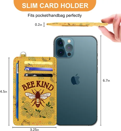 Miniatura 6 de SEAVILIA Tarjetero de crédito para mujer, cartera RFID para mujer, tarjetero de bolsillo frontal delgado y minimalista, bonito estuche delgado