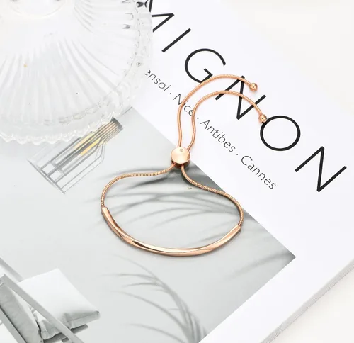 Miniatura 5 de WOWORAMA Pulseras deslizantes ajustables para mujer, pulsera de amistad para mujer, pulsera bolo de oro, oro blanco, oro rosa