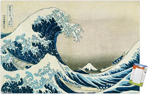 Miniatura 11 de Hokusai - Póster de pared The Great Wave Off Kanagawa, 22.4 pulgadas de largo x 14.7 pulgadas de ancho, versión enmarcada de madera de granero