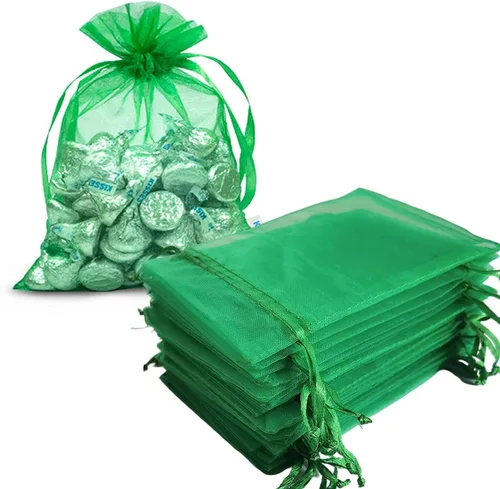 Miniatura 20 de Bolsas de regalo de organza de 5 x 7 pulgadas con cordón para joyas, dulces, flores de lavanda secas, 100 bolsitas rojas, bolsa de malla de tela