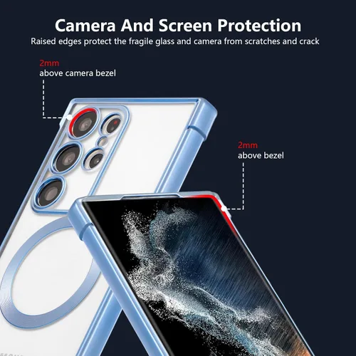Miniatura 4 de RALEAVO Funda magnética para Samsung Galaxy S22 Ultra Clear [compatible con Magsafe y protección contra caídas de grado militar], transparente, a