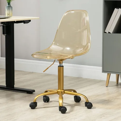 Miniatura 9 de HOMEFUN Silla de escritorio transparente, de acrílico, giratoria, sin brazos, altura ajustable, de plástico moldeado fantasma, sillas de oficina