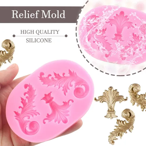 Miniatura 2 de ZiXiang Molde de silicona de encaje de estilo barroco, para decoración de bordes de pasteles, decoración de cupcakes, pasta de goma de mascar