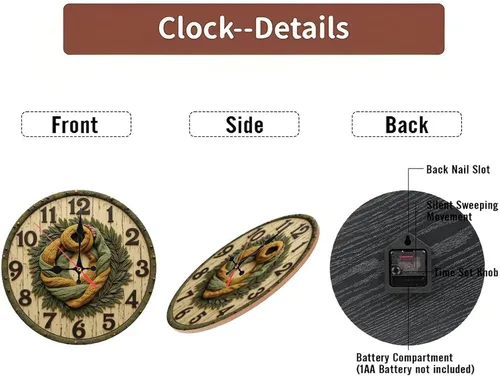 Miniatura 7 de Vintage Maple Wood Wall Clock for Home Office25cmx25cm