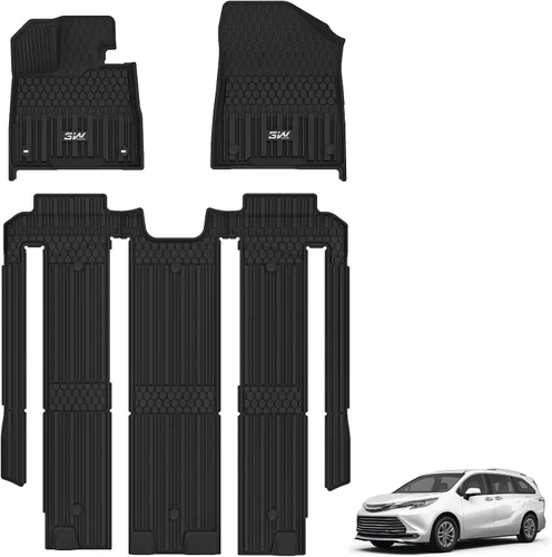Miniatura 17 de Alfombrillas de Piso 3W Compatibles con Toyota Tundra 2014-2021 (Solo para Cabina CrewMax), Revestimiento de Piso de TPE para Todo Clima con Ajuste