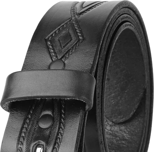 Miniatura 4 de F&L CLASSIC Cinturón de cuero con herramientas grabado occidental de grano completo de 1-12 pulgadas con broches para hebillas intercambiables, EE.