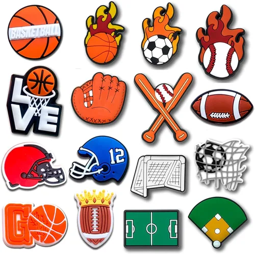 34 dijes deportivos de baloncesto para zapatos de fútbol, pulseras de zuecos, accesorios de zapatos para niños y niñas, regalos de fiesta