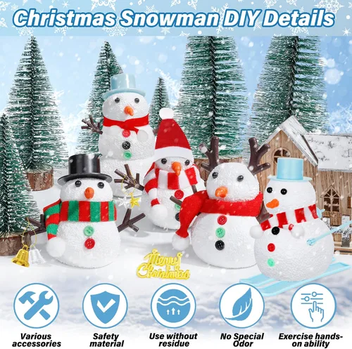 Miniatura 3 de EOBOH Paquete de 24 Kits para Construir un Muñeco de Nieve, Manualidades DIY de Muñeco de Nieve de Navidad para Niños al Por Mayor, Kit de Muñeco