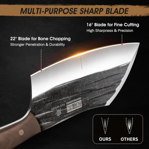 Miniatura 2 de HOSHANHO - Cuchillo de carnicero de 6 pulgadas forjado a mano, cuchillo para carne y vegetales, cuchillo de carnicero de tajo completo para corte