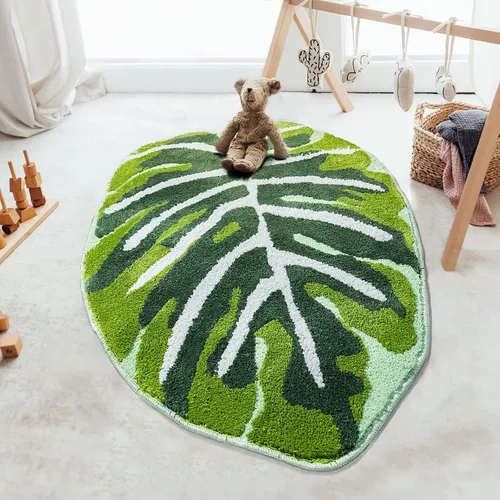 Miniatura 10 de Leaf - Alfombra de baño para niños, pequeña, bonita, alfombra de baño para guardería, alfombra larga antideslizante para dormitorio, habitación