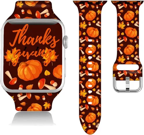 Miniatura 26 de Compatible con Apple Watch de copo de nieve de 38/40/41/42/44/45/46/1.929 in para mujeres y hombres, correa de repuesto de silicona suave para Hojas