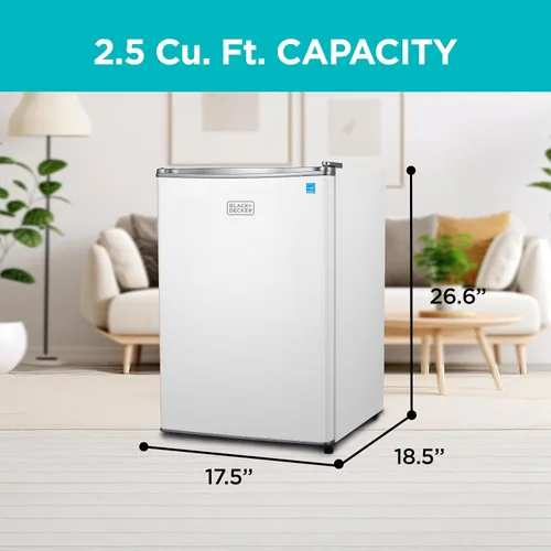 Miniatura 2 de BLACK+DECKER Refrigerador compacto de 2.5 pies cúbicos, certificado ENERGY STAR, mini refrigerador de una sola puerta con compartimento enfriador