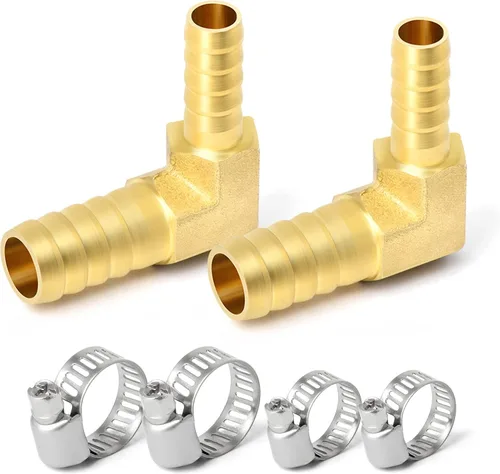 Miniatura 8 de GASHER 20 Piezas Reductor de Púas de Manguera de Latón, 1/2 Pulgada a 1/2 Pulgada (12.7mm) ID de Manguera con 40 Abrazaderas de Manguera, Reductor
