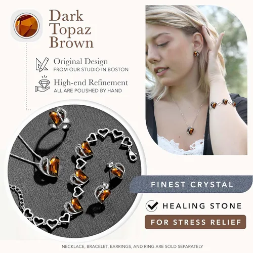 Miniatura 4 de Leafael - Pulsera de amor infinito con eslabones corazón de cristal y piedra natal regalos para mujer tono plateado 7 pulgadas con extensor de 2