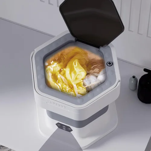 Miniatura 7 de Lavadora plegable, mini lavadora compacta, lavadora portátil con secadora de limpieza profunda, pequeña lavadora eléctrica para ropa