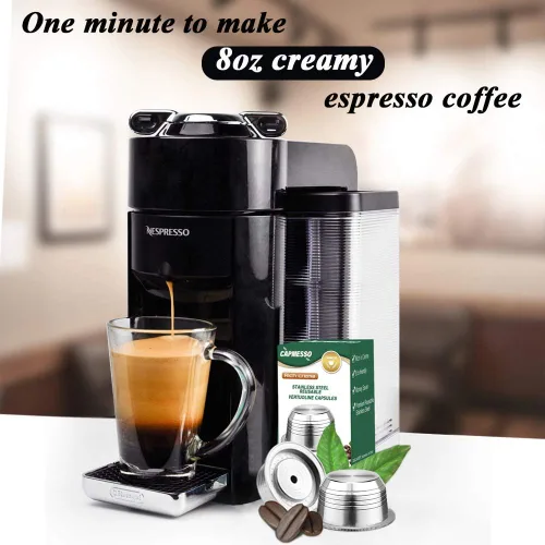 Miniatura 5 de CAPMESSO Cápsulas de café reutilizables de acero inoxidable, cápsulas de café recargables de metal compatibles con Nespresso Vertuoline