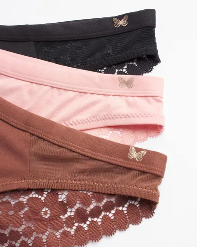 Miniatura 2 de Jessica Simpson Ropa interior para mujer - Paquete de 3 bragas Tanga de encaje de microfibra (S-XL)