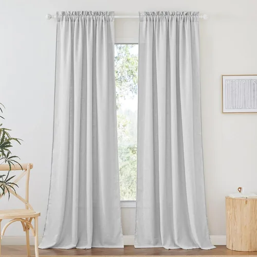 Miniatura 63 de RYB HOME Cortinas extralargas de 108 pulgadas de largo, transpirables con bolsillo para barra, cortinas traslúcidas blancas para sala de estar