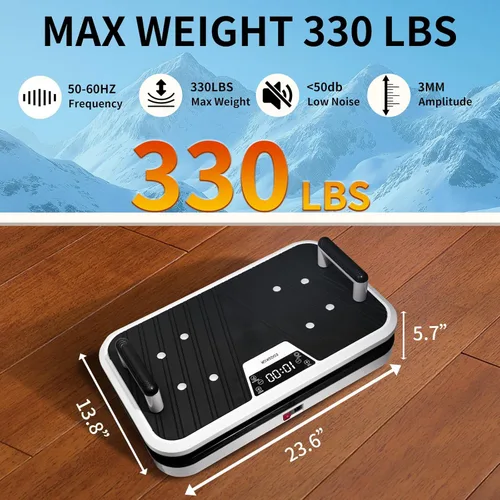 Miniatura 3 de Máquina de ejercicios de placa de vibración vertical lineal, plataforma de cuerpo entero de 50 a 60 Hz con asas push-up, 120 velocidades, 0.118 in